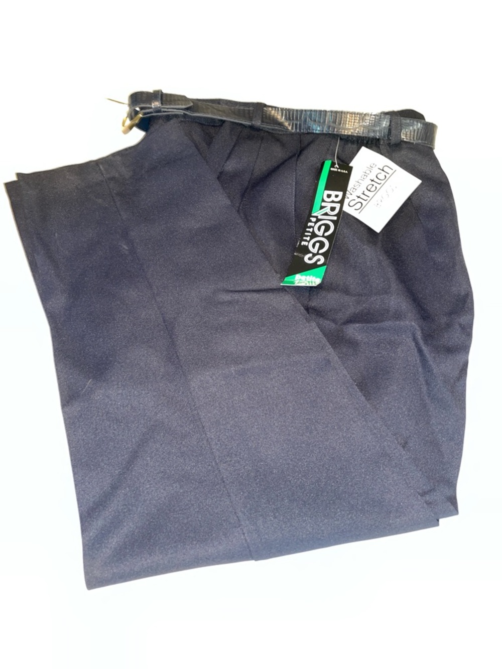 Briggs New York Navy Stretch Petite Dress Pants. Vintage. NWT. Pleated. Sz 12P